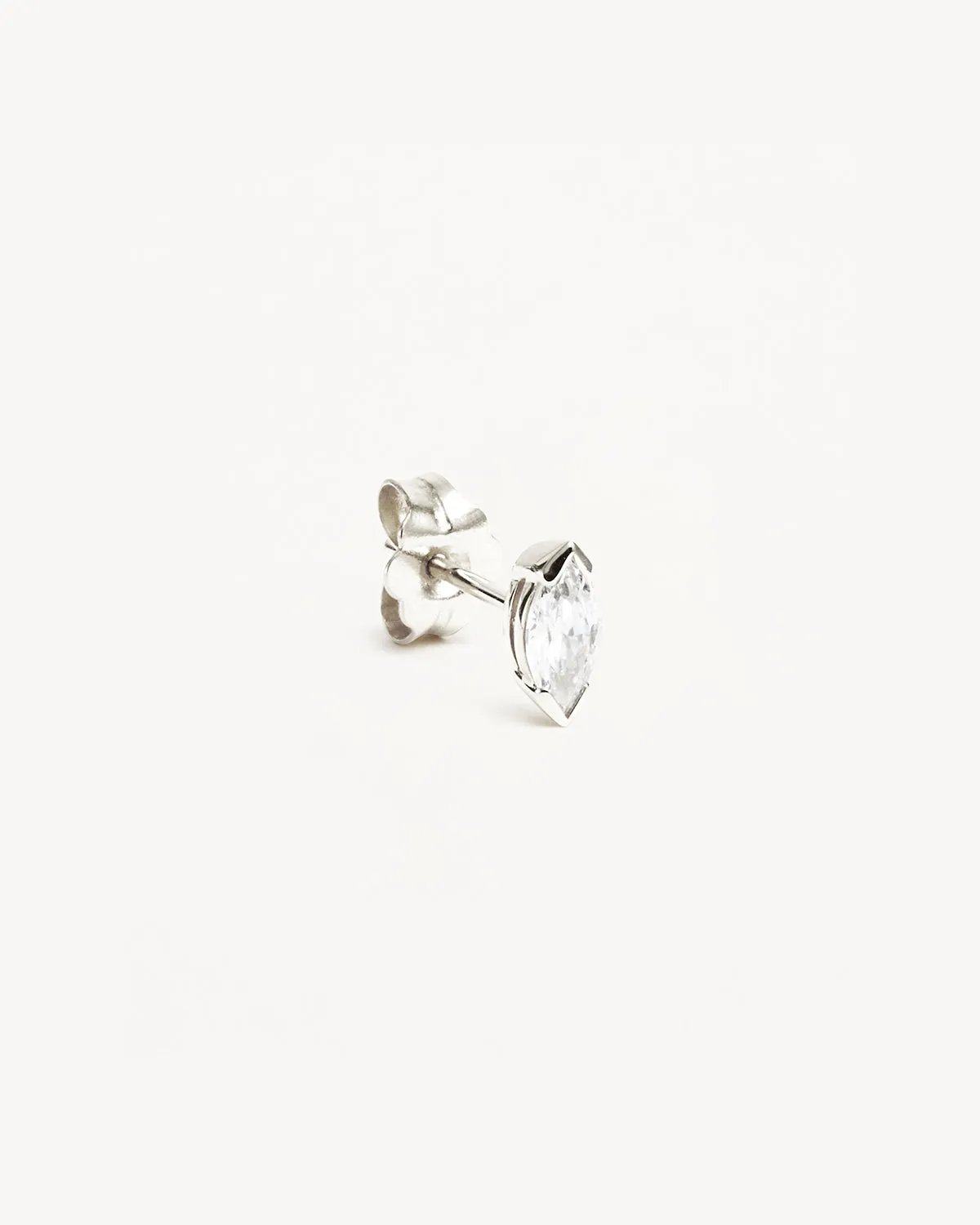 14k Solid White Gold Floating Petal Lab-Grown Diamond Stud Earring Bycharlotte