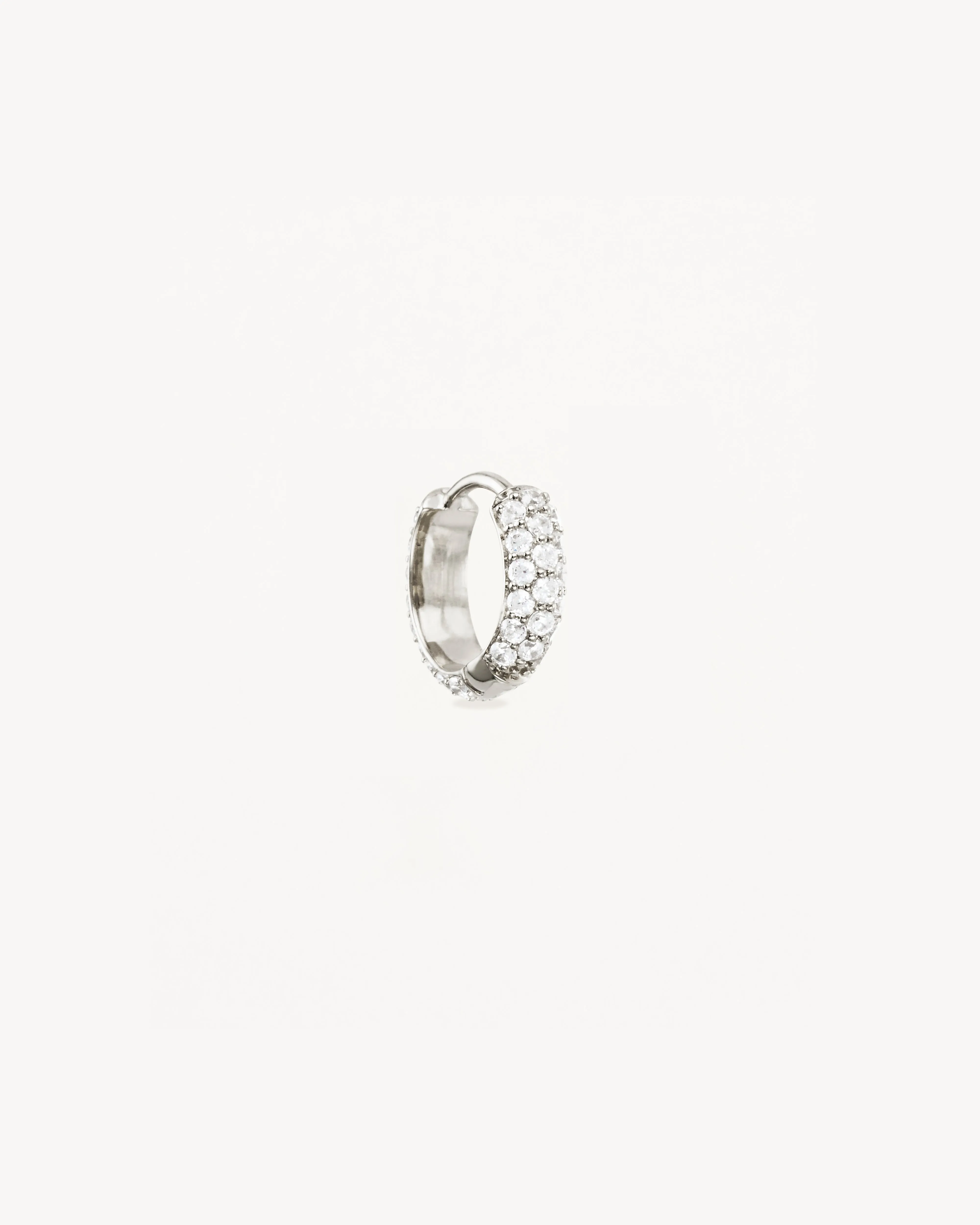 14k Solid White Gold Light Catcher Lab-Grown Diamond Hoop Bycharlotte