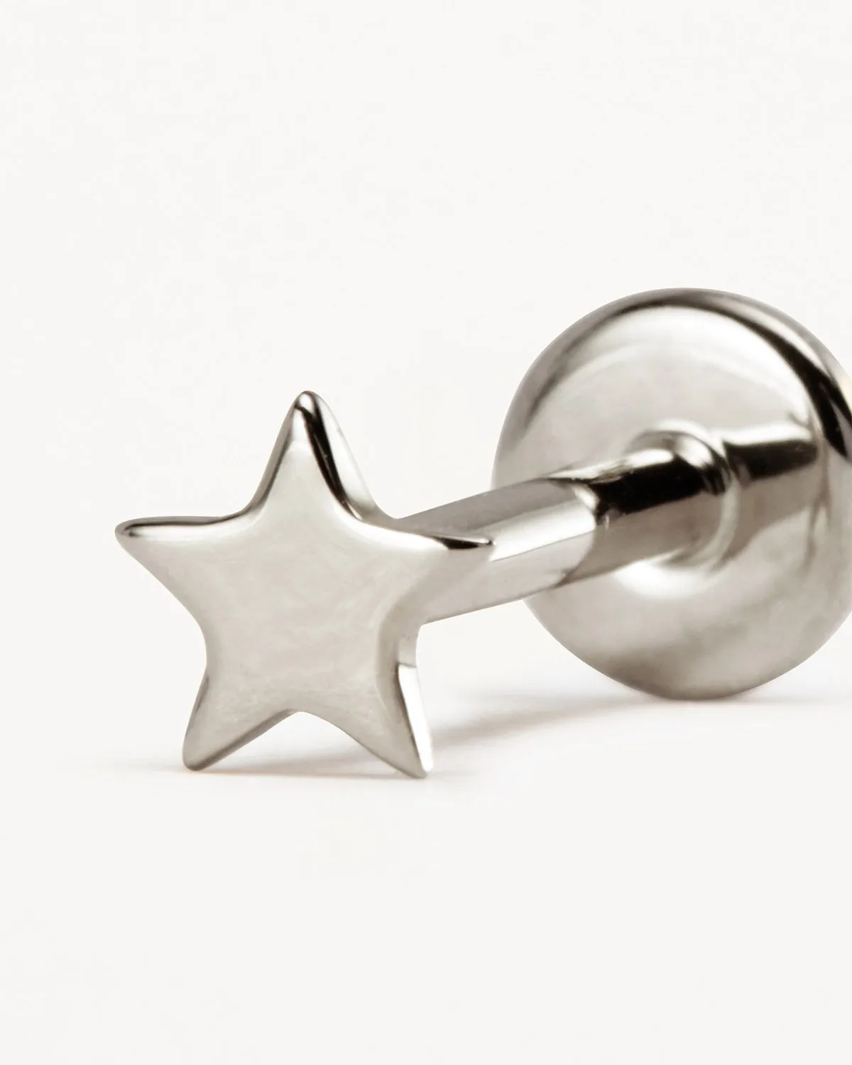 14k Solid White Gold Stellar Cartilage Flatback Earring Bycharlotte