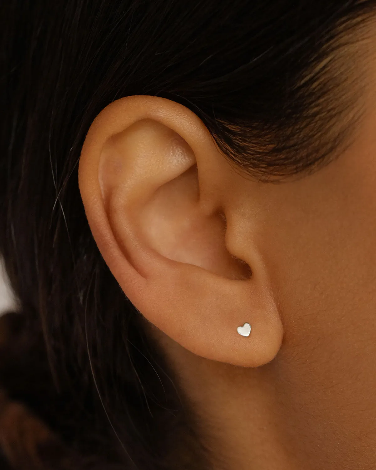 14k Solid White Gold Sweetheart Cartilage Flatback Earring Bycharlotte
