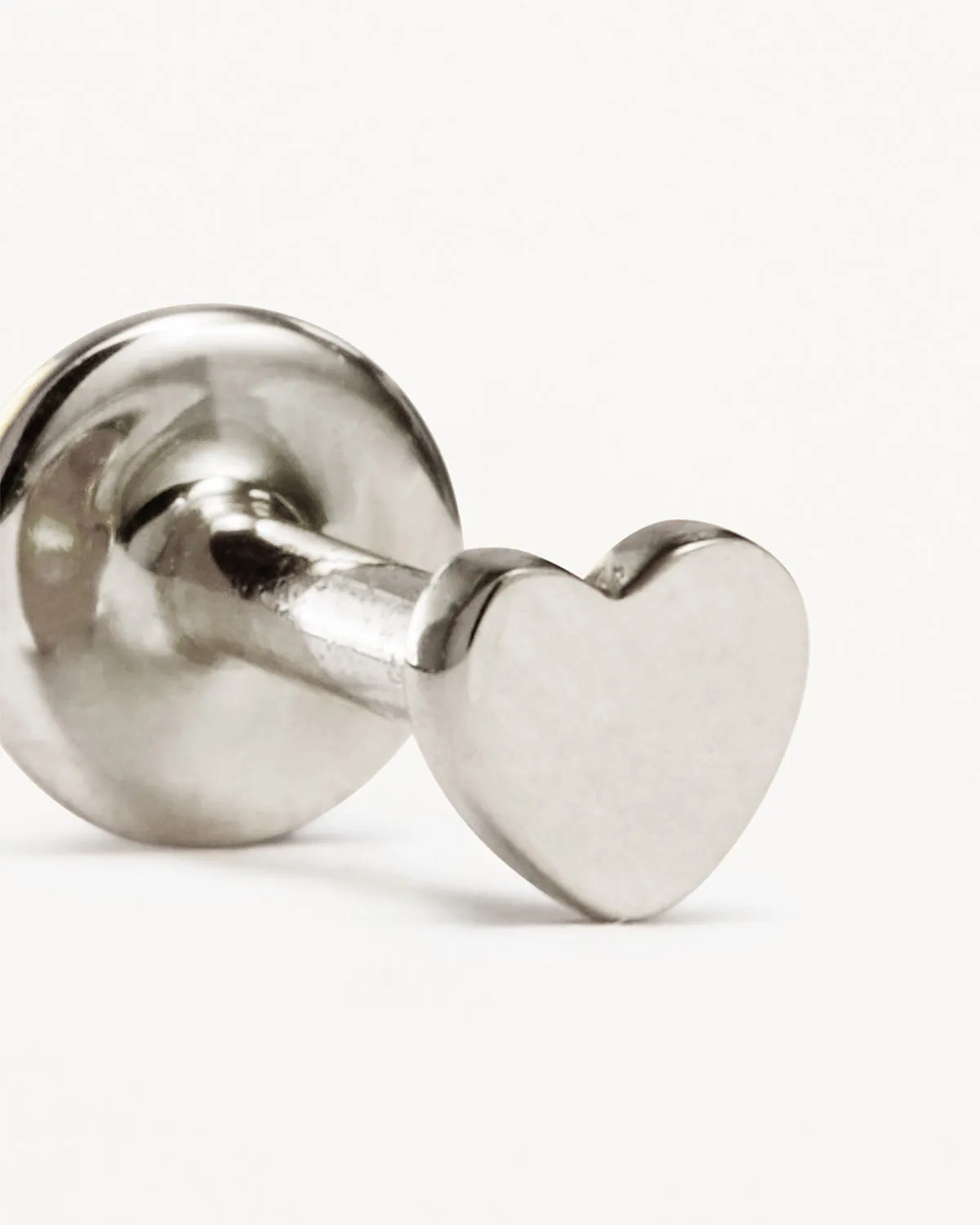 14k Solid White Gold Sweetheart Cartilage Flatback Earring Bycharlotte