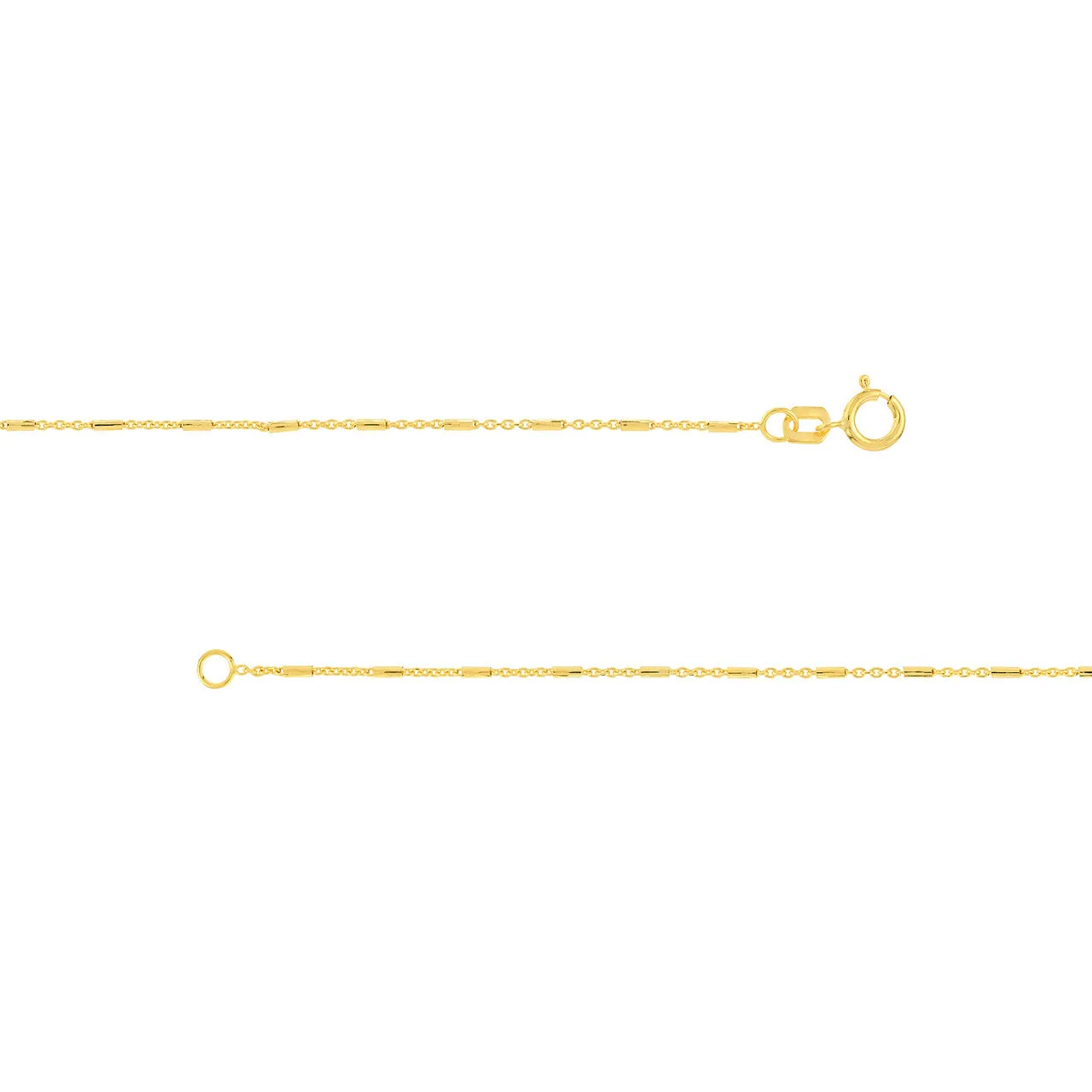 14K Yellow Gold Barrel Saturn Cable Chain Necklace Croghans