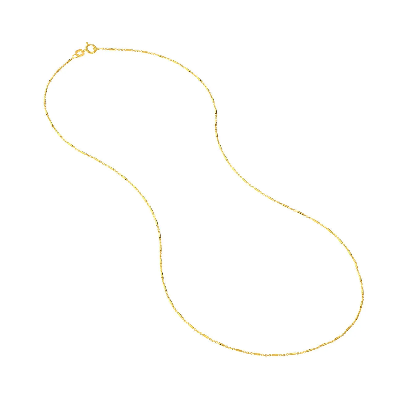 14K Yellow Gold Barrel Saturn Cable Chain Necklace Croghans