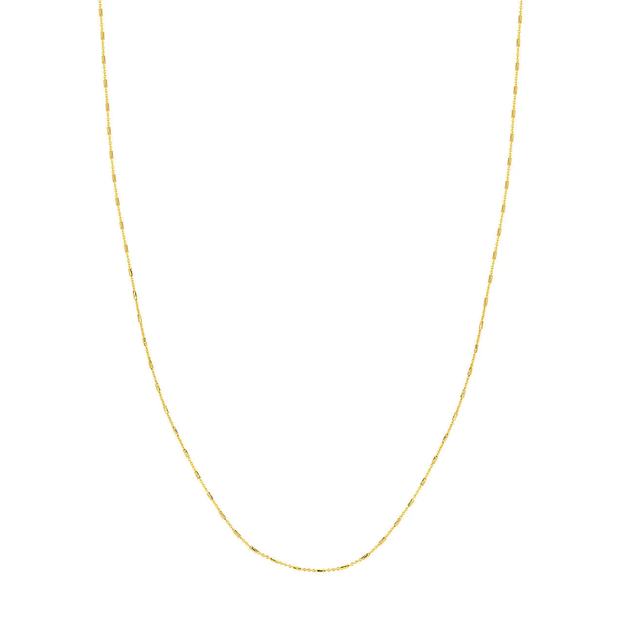 14K Yellow Gold Barrel Saturn Cable Chain Necklace Croghans