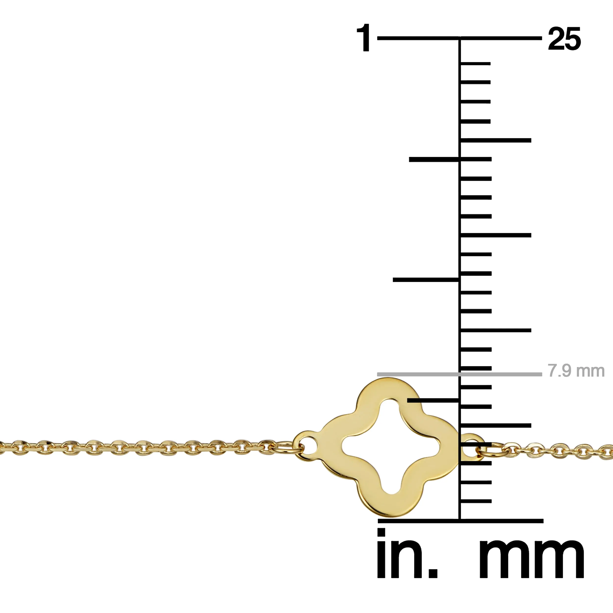 14k Yellow Gold Clover Flower Station Necklace (26 inch)