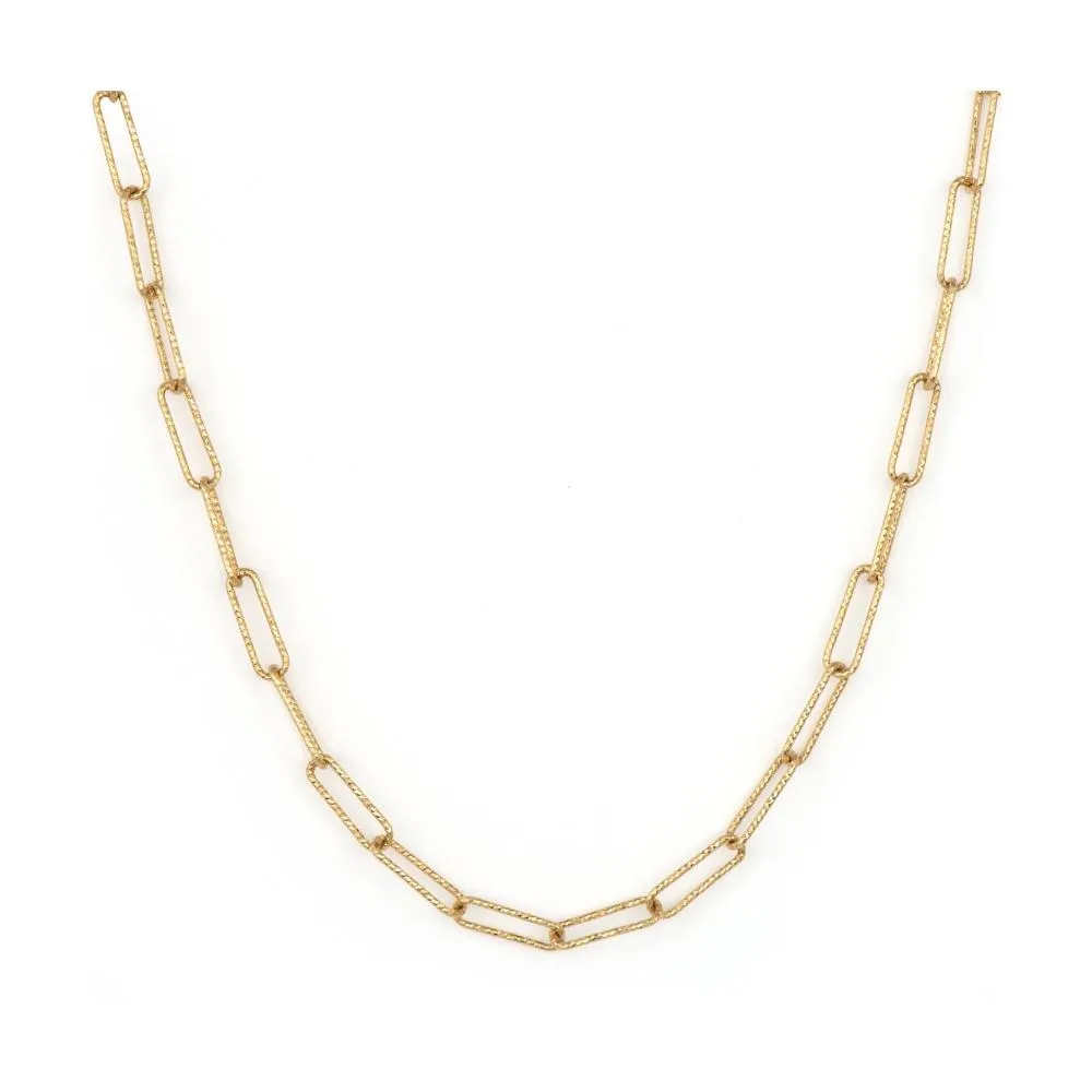 14K Yellow Gold Diamond Cut Paperclip Chain Necklace Croghans