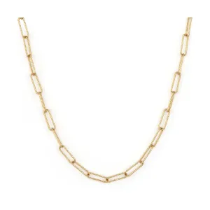 14K Yellow Gold Diamond Cut Paperclip Chain Necklace Croghans