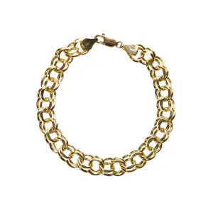 14K Yellow Gold Double Link Charm Bracelet