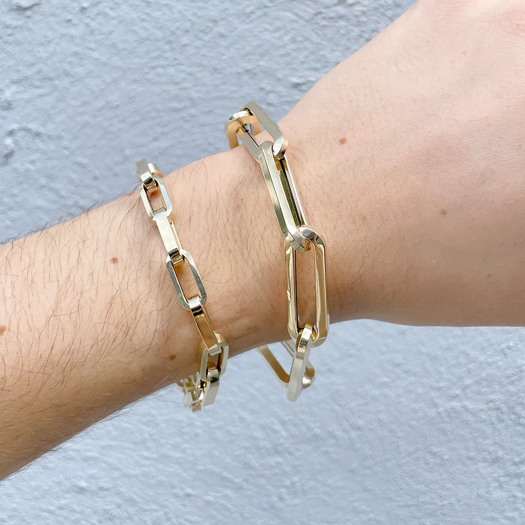 14K Yellow Gold Elongated Paperclip Link Bracelet