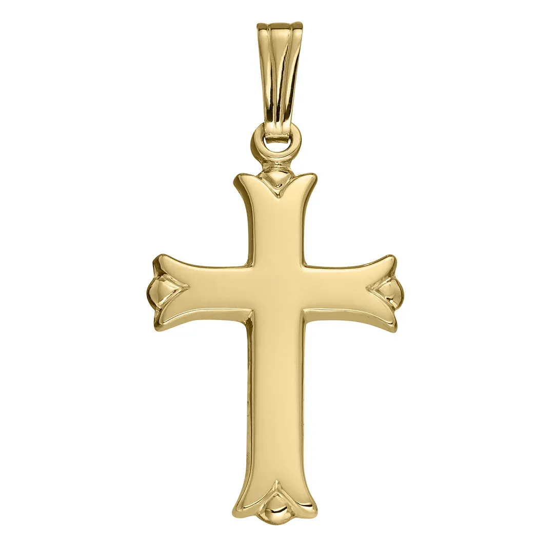 14K Yellow Gold Engraved 15x30mm Cross Pendant Necklace Croghans