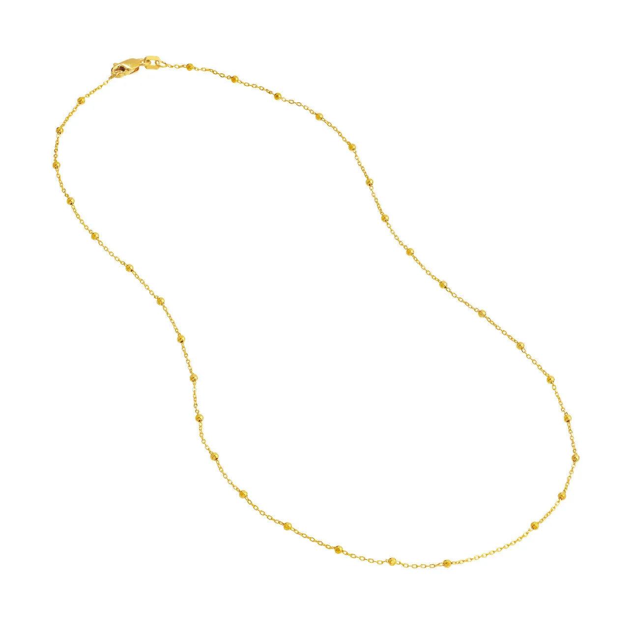 14K Yellow Gold Faceted Bead Saturn Chain Necklace Croghans