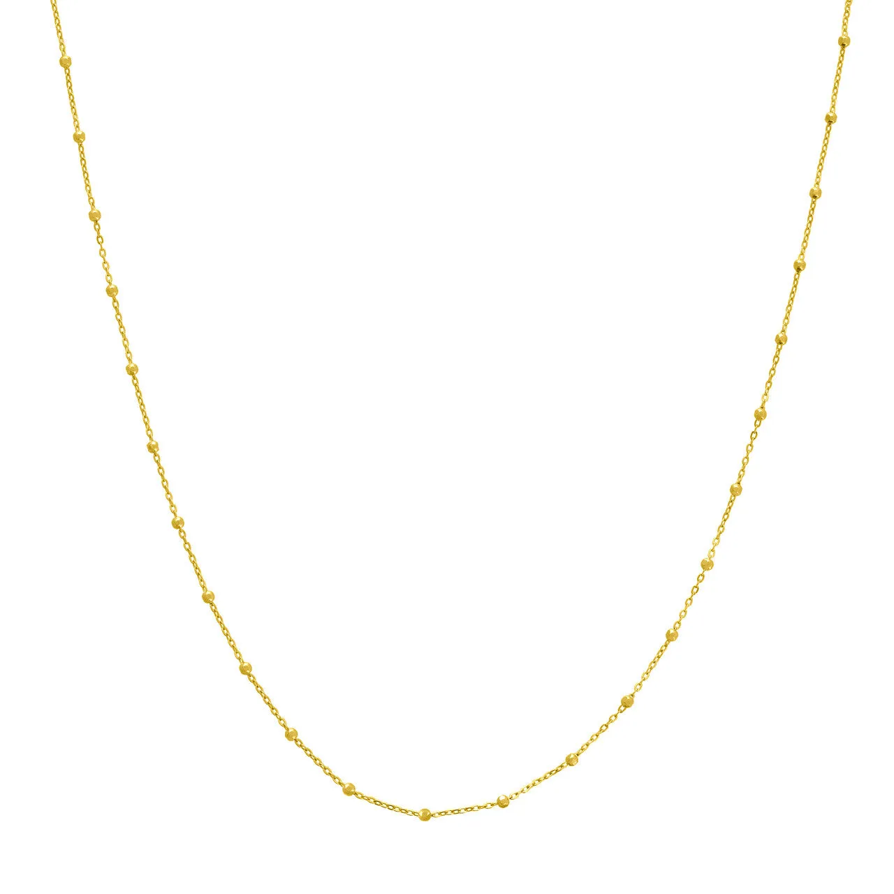 14K Yellow Gold Faceted Bead Saturn Chain Necklace Croghans