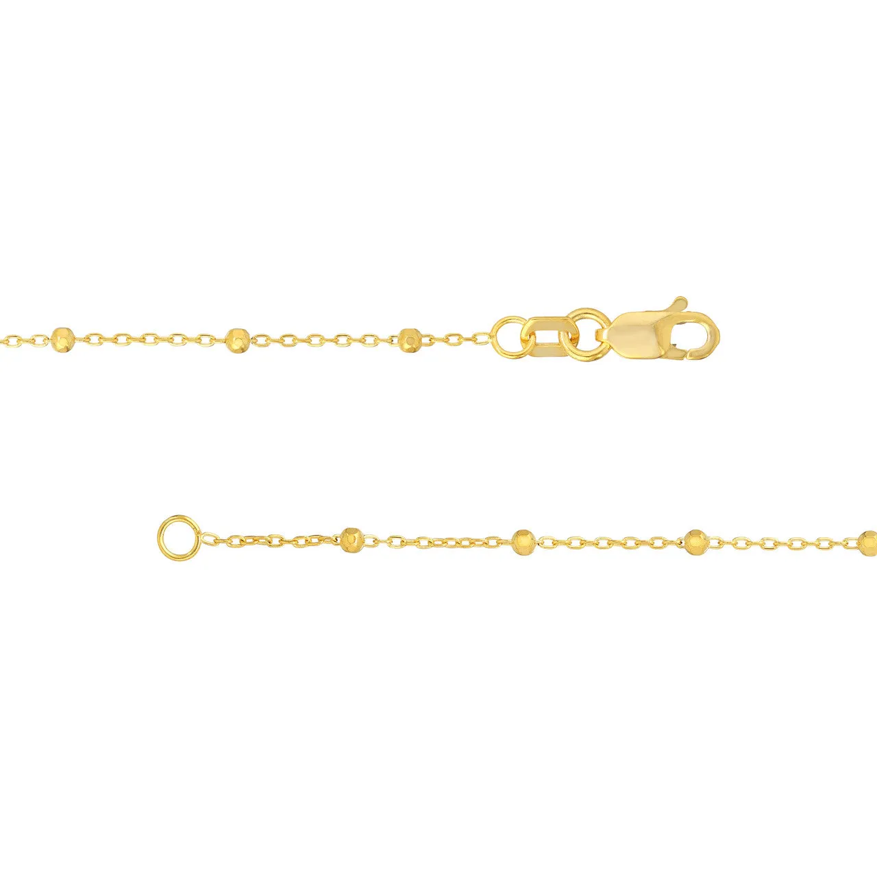 14K Yellow Gold Faceted Bead Saturn Chain Necklace Croghans