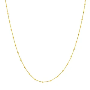 14K Yellow Gold Faceted Bead Saturn Chain Necklace Croghans
