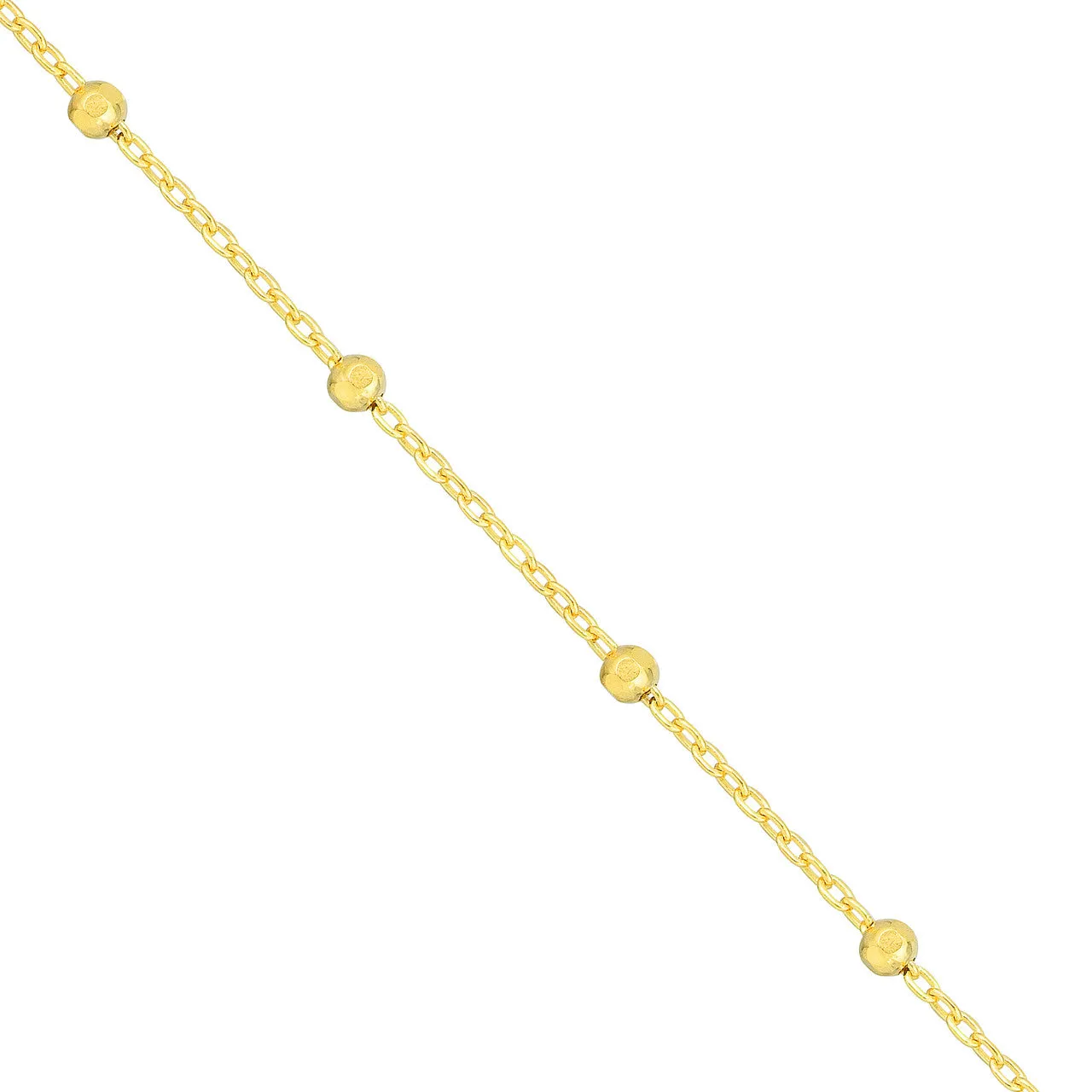 14K Yellow Gold Faceted Bead Saturn Chain Necklace Croghans