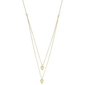 14k Yellow Gold Heart Layered Necklace (adjusts to 17 or 18 inch)