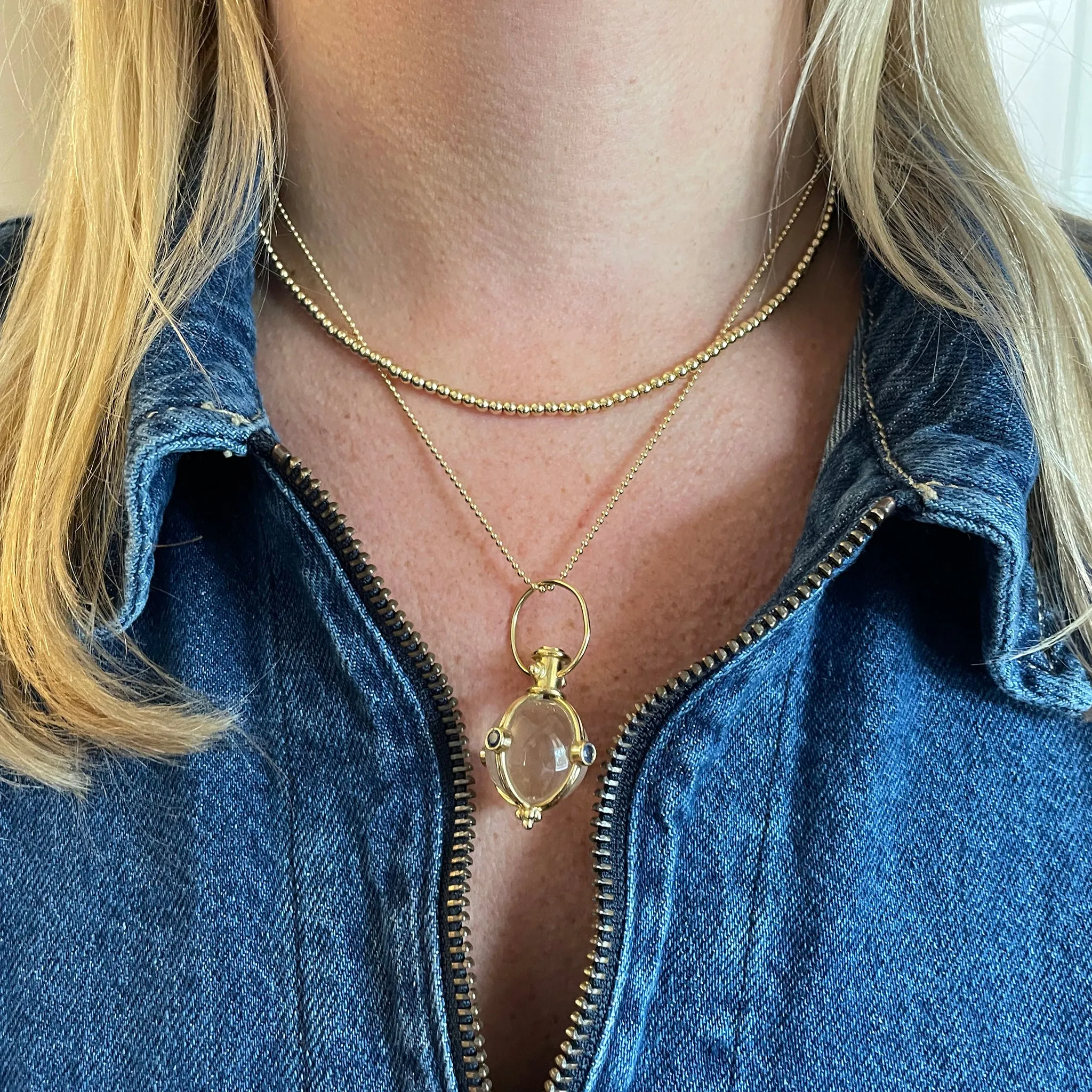 14K Yellow Gold Italian 3mm Ball Bead Chain Necklace Croghans