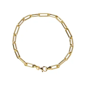 14K Yellow Gold Italian Elongated Rectangle Link Bracelet