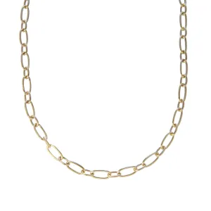 14K Yellow Gold Italian Mixed Oblong Oval Link Necklace Croghans
