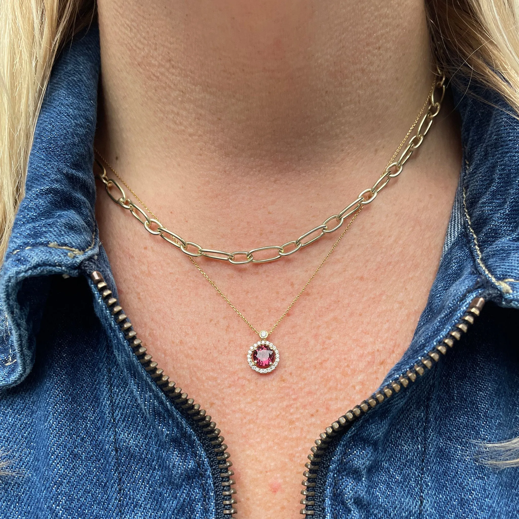 14K Yellow Gold Italian Mixed Oblong Oval Link Necklace Croghans