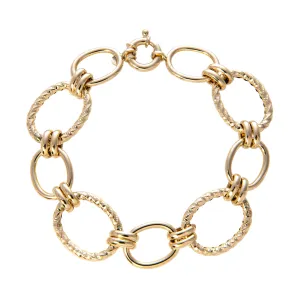 14K Yellow Gold Italian Mixed Oval Link Bracelet