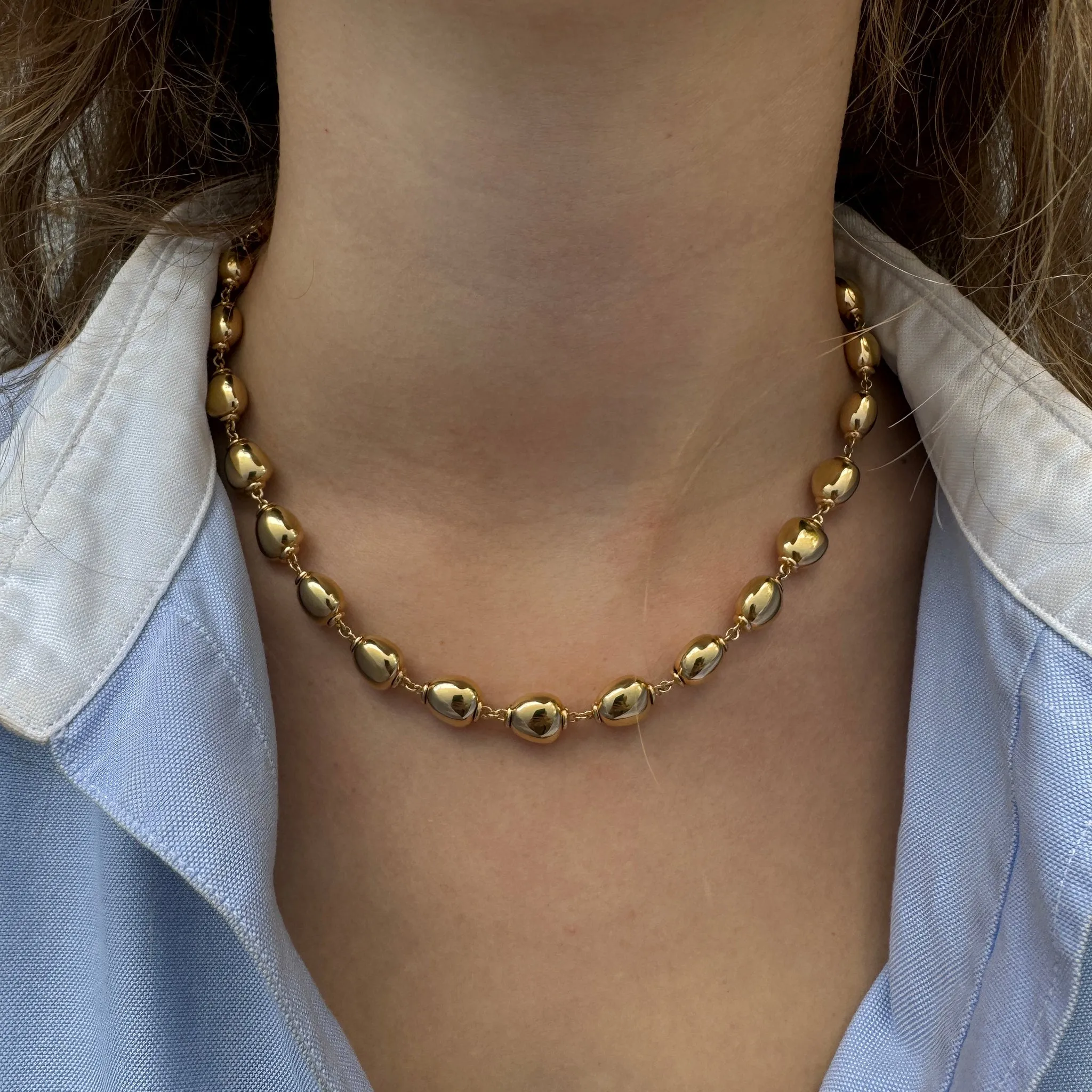 14K Yellow Gold Italian Polished Bead Chain Necklace Croghans