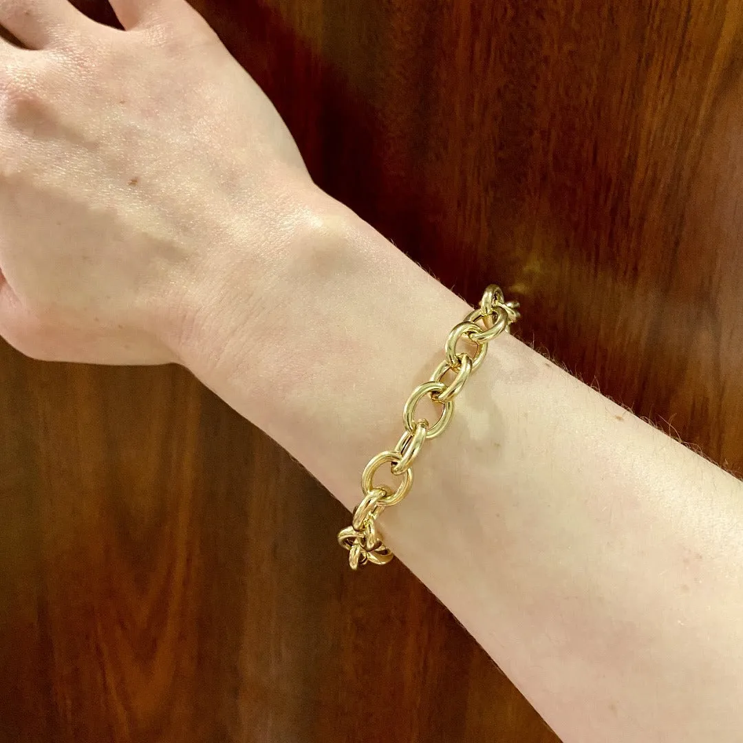 14K Yellow Gold Italian Small Oval Link Bracelet