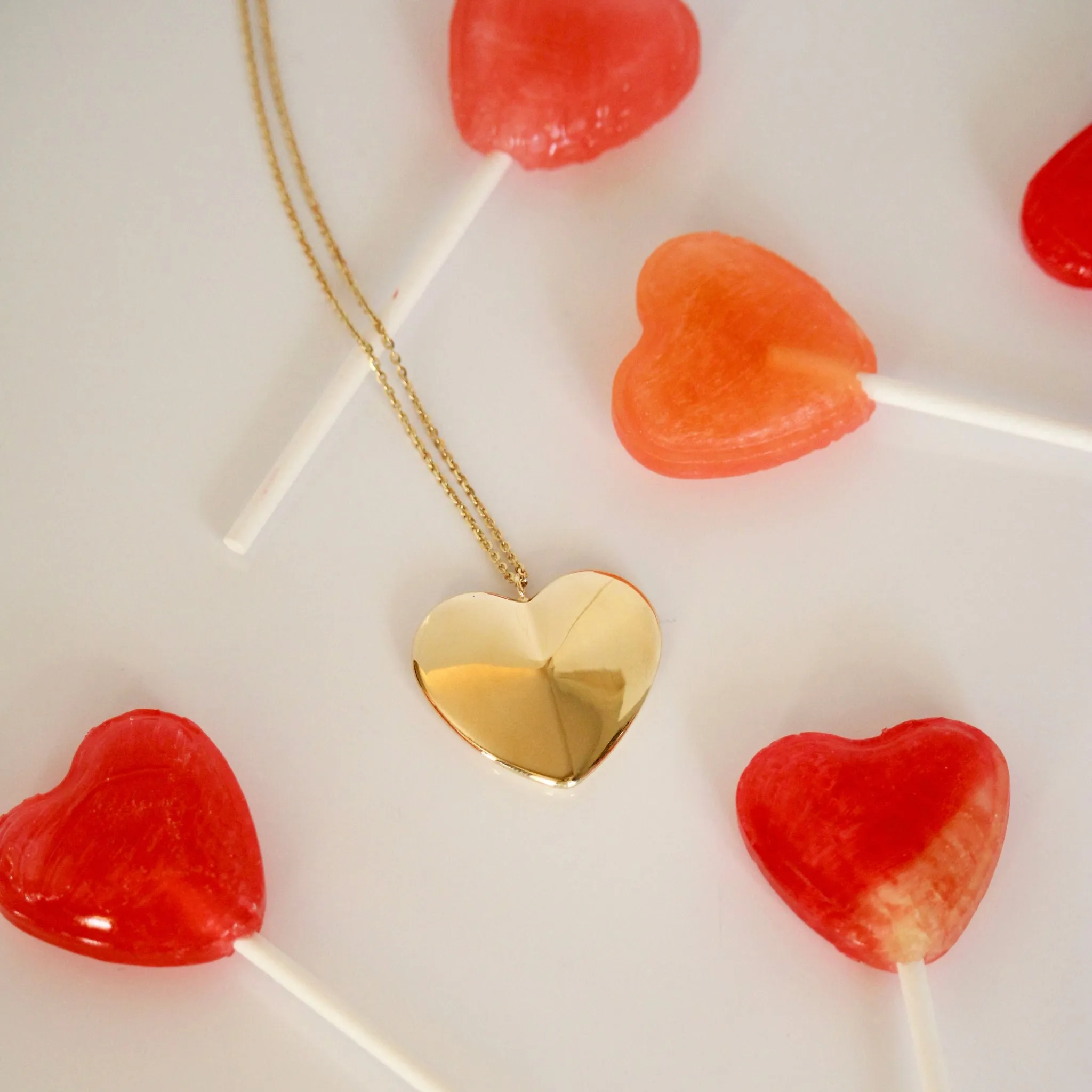 14K Yellow Gold Large Heart Pendant Necklace Croghans