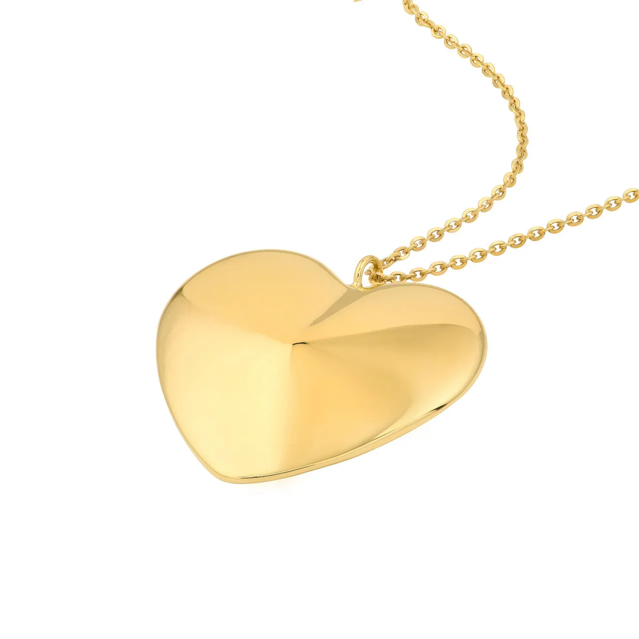 14K Yellow Gold Large Heart Pendant Necklace Croghans