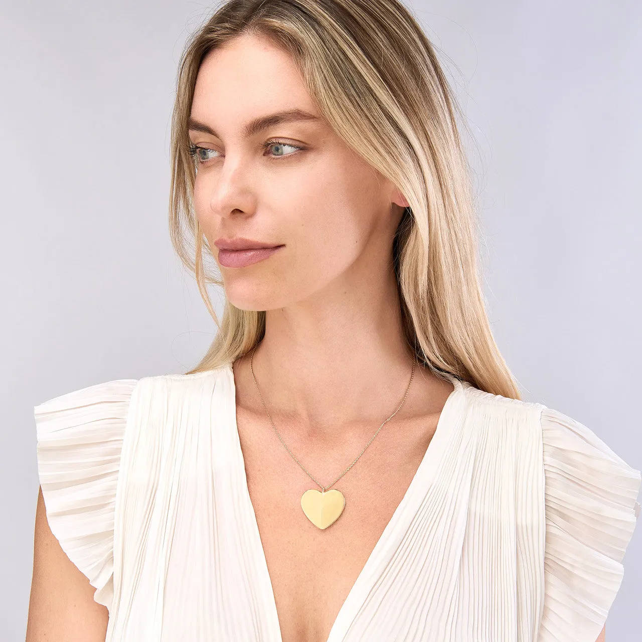 14K Yellow Gold Large Heart Pendant Necklace Croghans