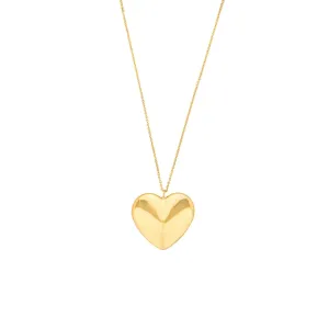 14K Yellow Gold Large Heart Pendant Necklace Croghans