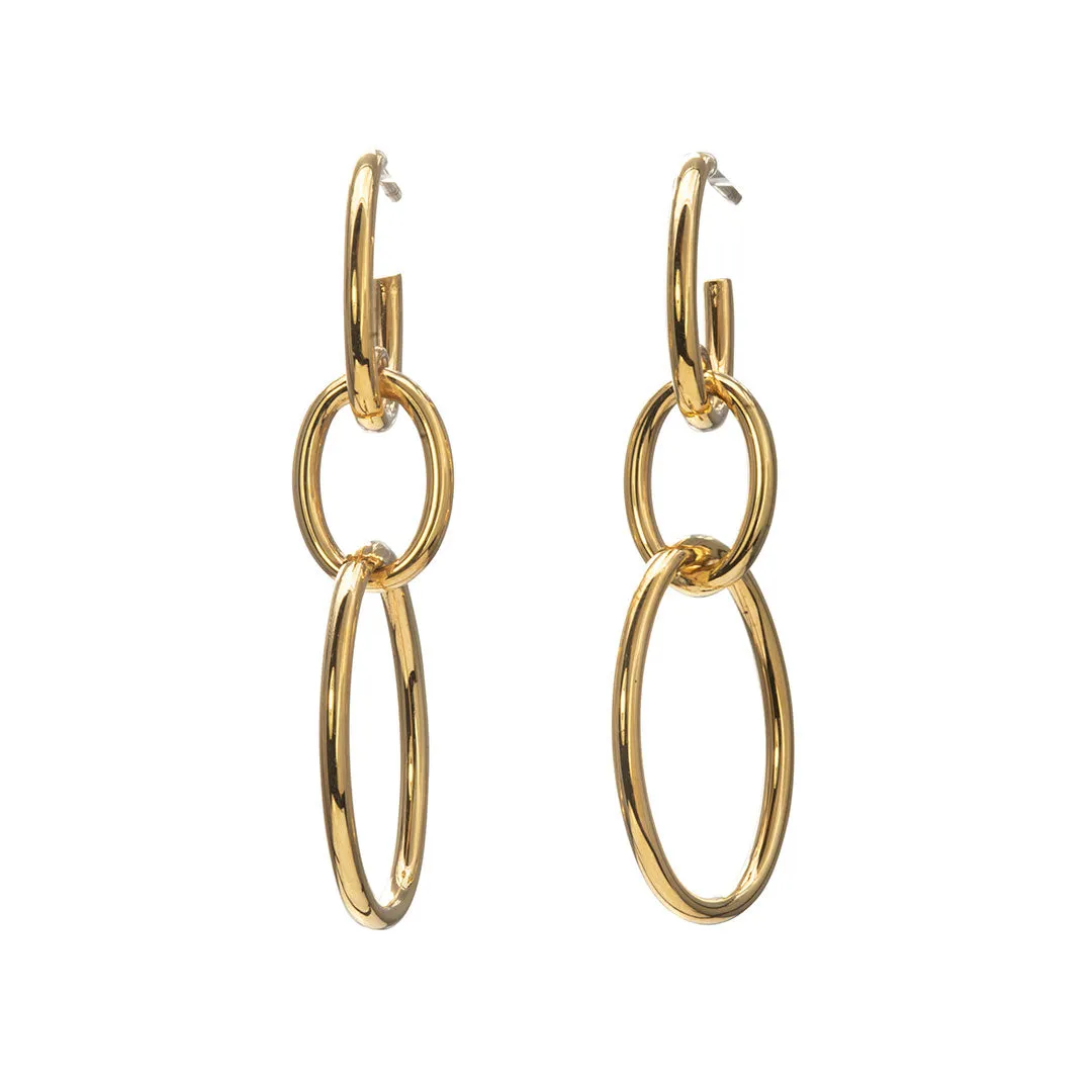 14K Yellow Gold Oval Link Drop Earrings Croghans