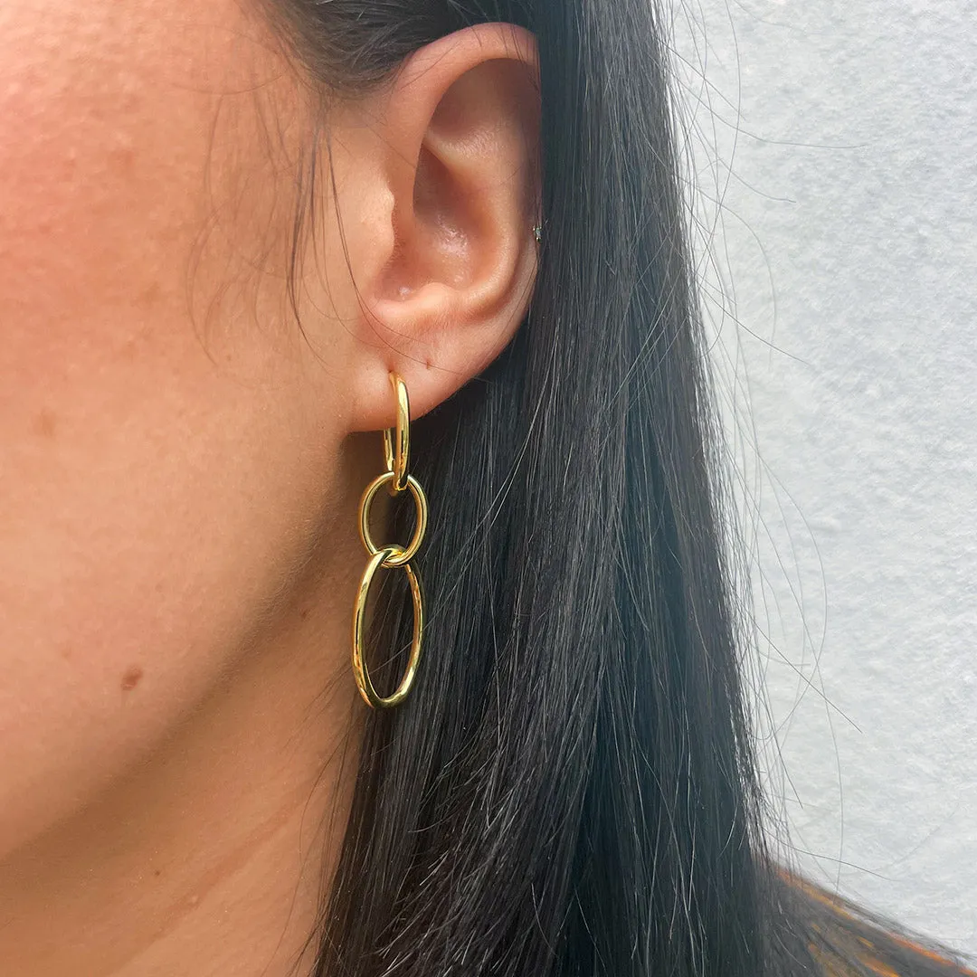 14K Yellow Gold Oval Link Drop Earrings Croghans