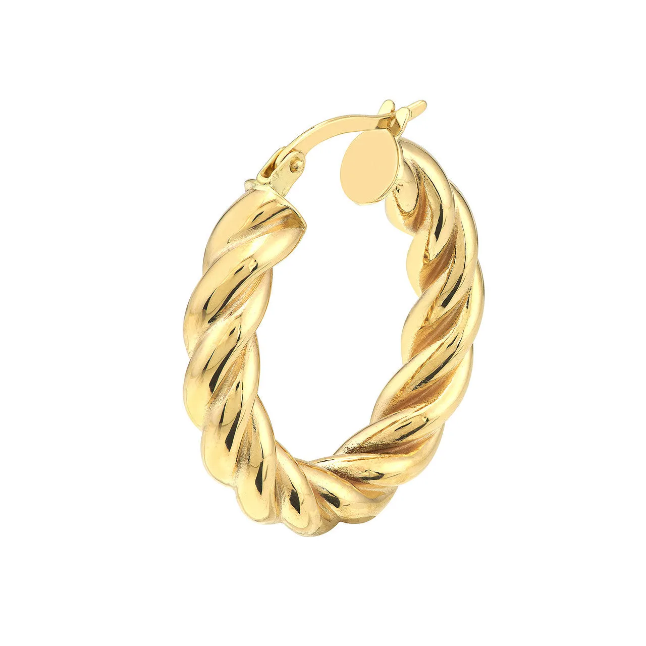14K Yellow Gold Oval Rope Twist Hoop Earrings Croghans
