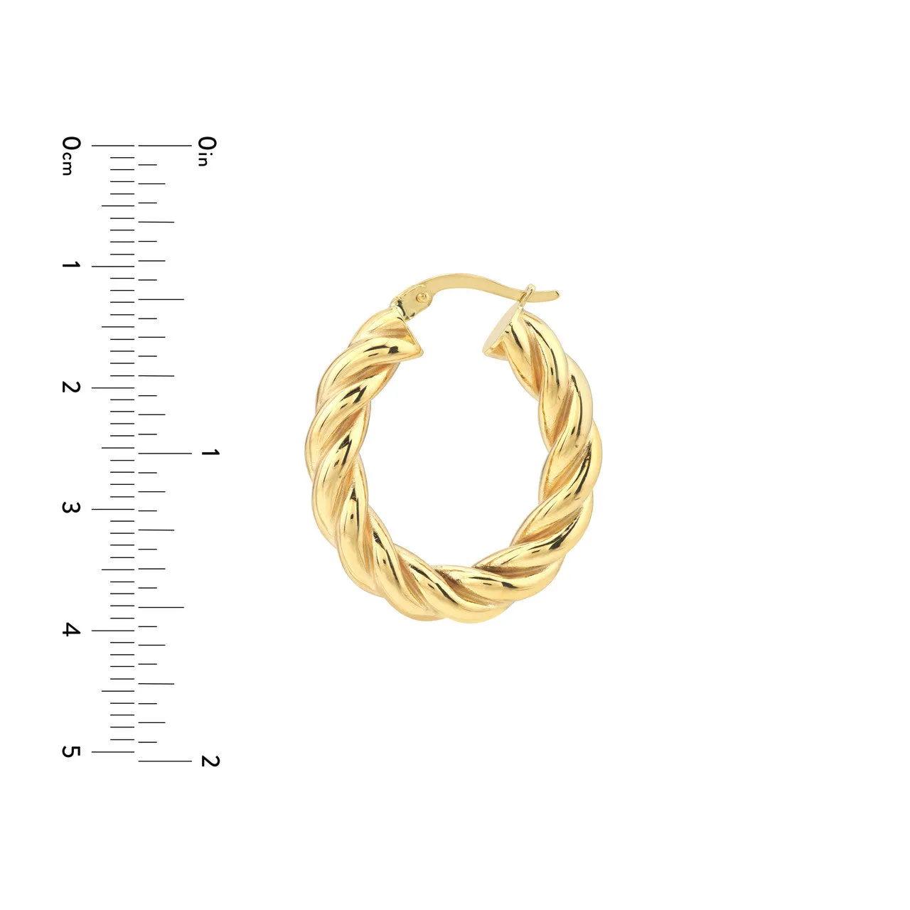 14K Yellow Gold Oval Rope Twist Hoop Earrings Croghans