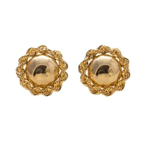 14K Yellow Gold Rope Edge Button Stud Earrings Croghans