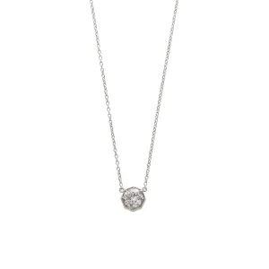1.51ctw Round Brilliant Diamond 14K White Gold Milgrain Pendant Necklace Croghans
