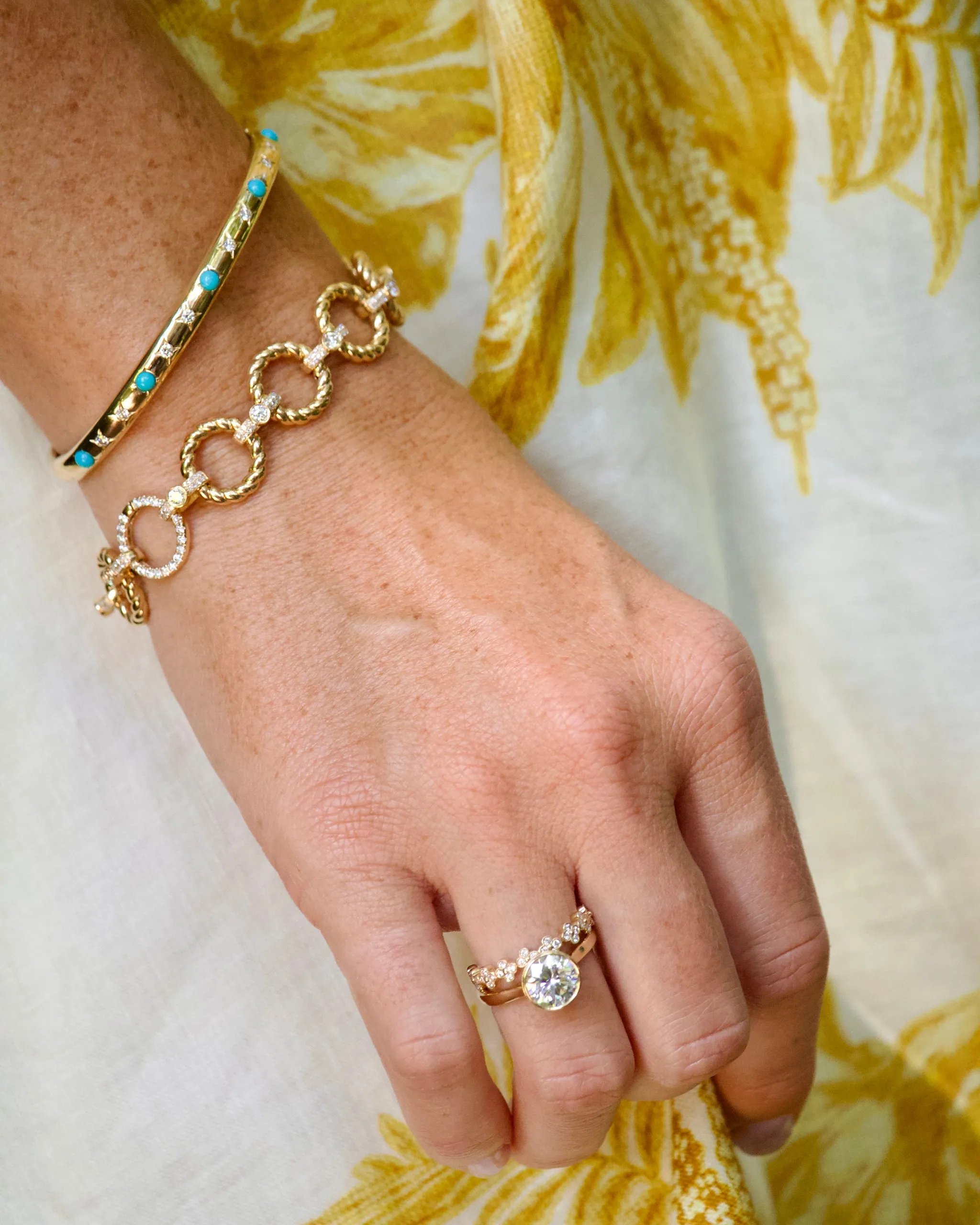 1.5ctw Diamond & Circle Rope Link 14K Yellow Gold Bracelet