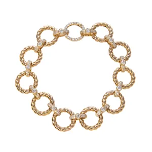 1.5ctw Diamond & Circle Rope Link 14K Yellow Gold Bracelet