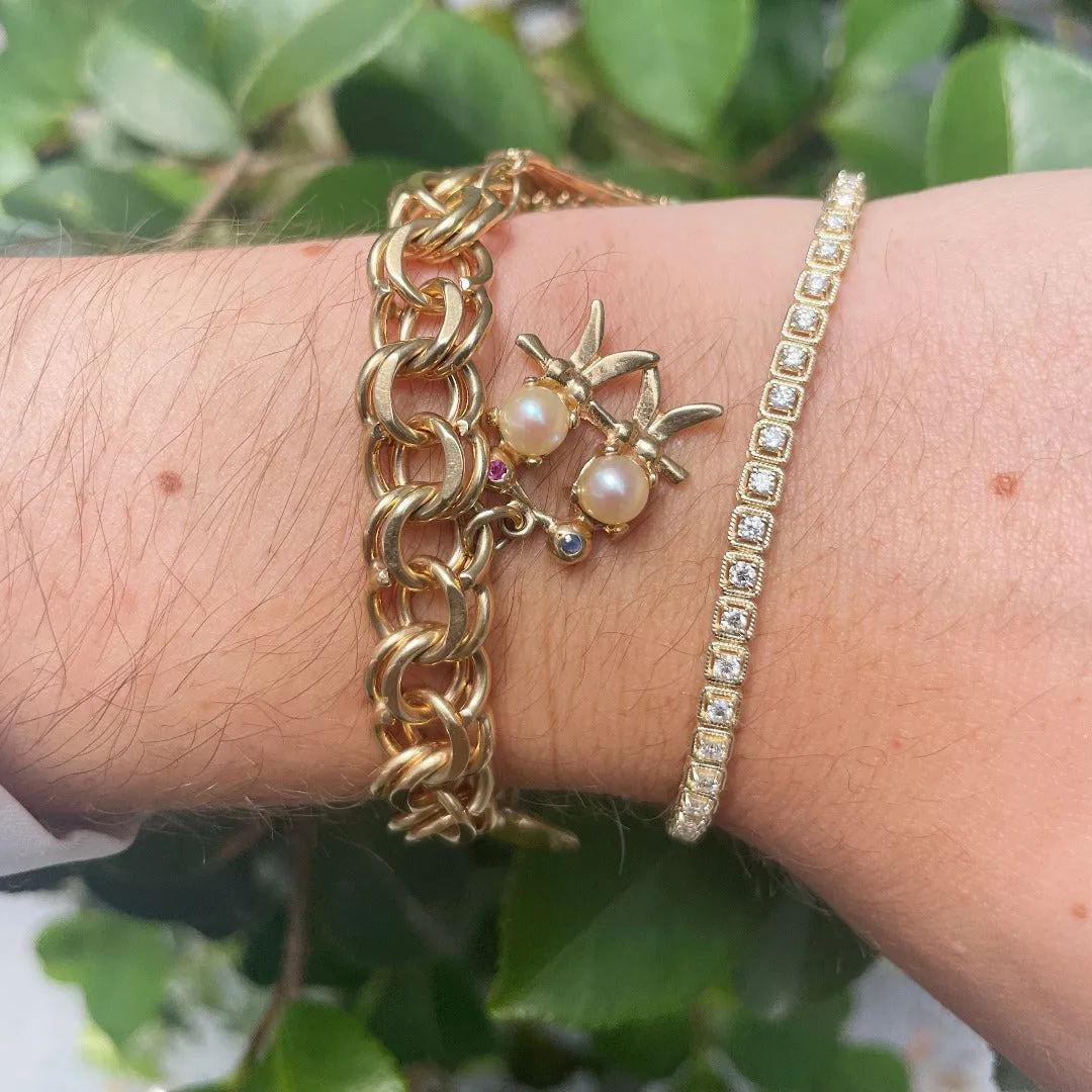 1.5ctw Diamond Milgrain 14K Yellow Gold Tennis Bracelet