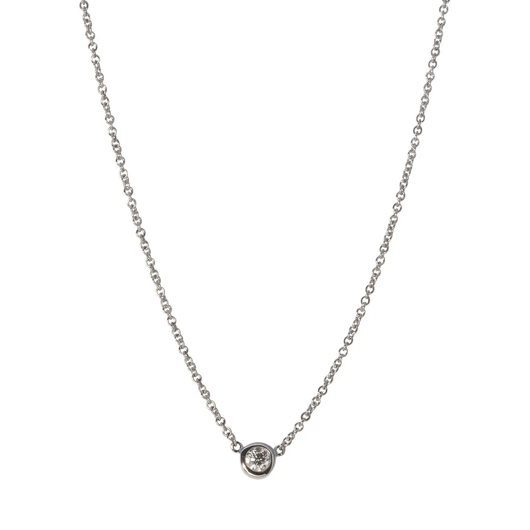 .15ctw Diamond Solitaire Bezel 14K White Gold Necklace Croghans