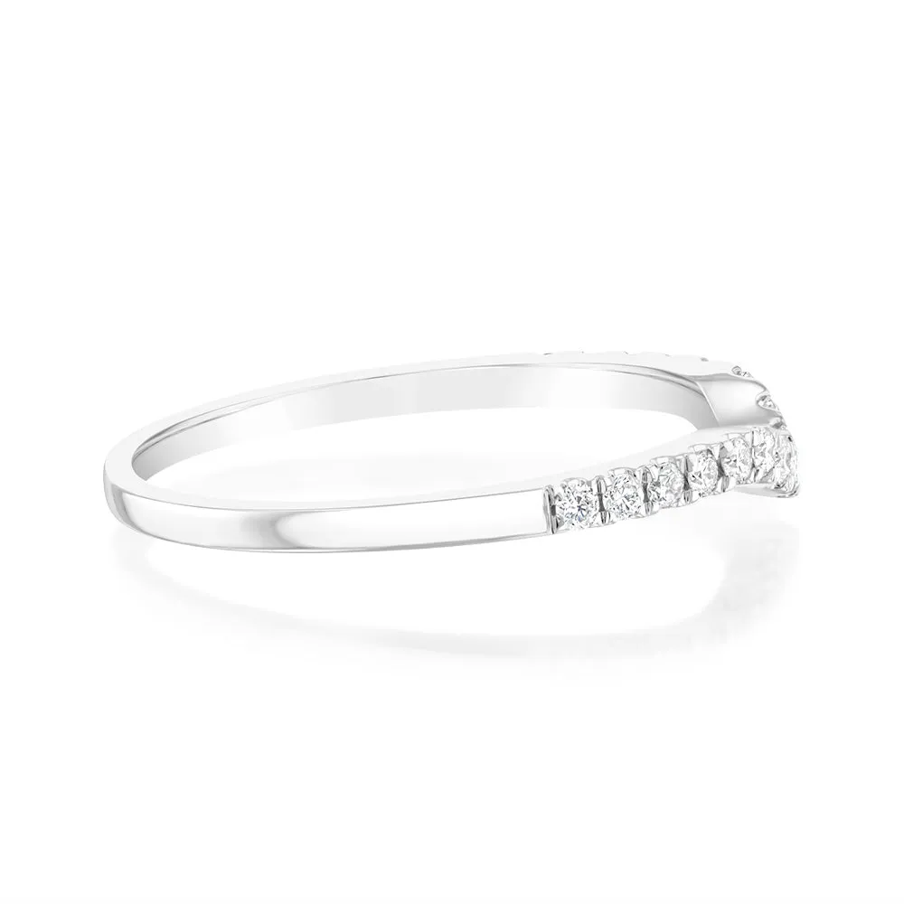 18ct White Gold 'Carina' Contour Ring With 0.2 Carats Of Diamonds Shiels