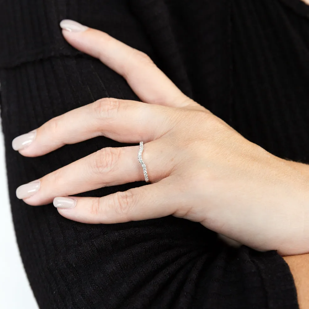 18ct White Gold 'Carina' Contour Ring With 0.2 Carats Of Diamonds Shiels