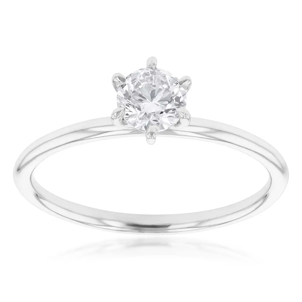 18ct White Gold Solitaire Ring with 0.50 Carat GI SI Certified Diamond Shiels