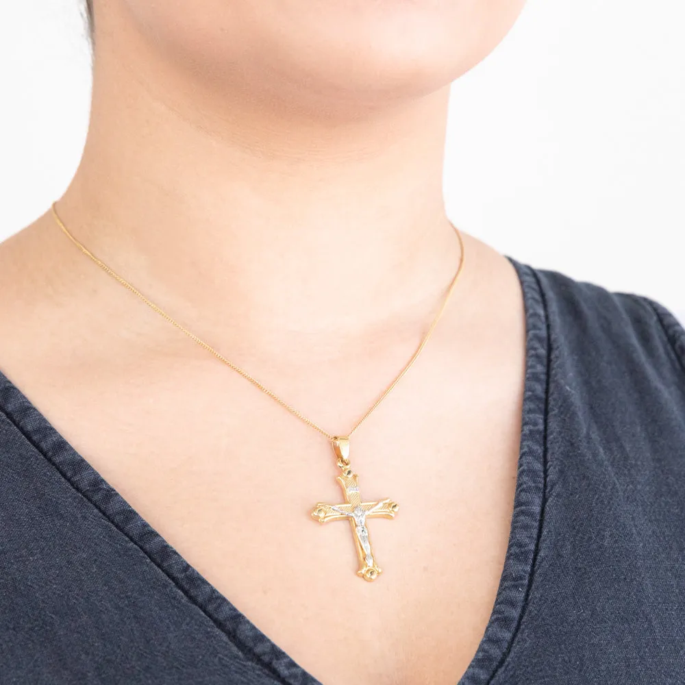 18ct Yellow Gold & White Gold Crucifix Pendant Shiels