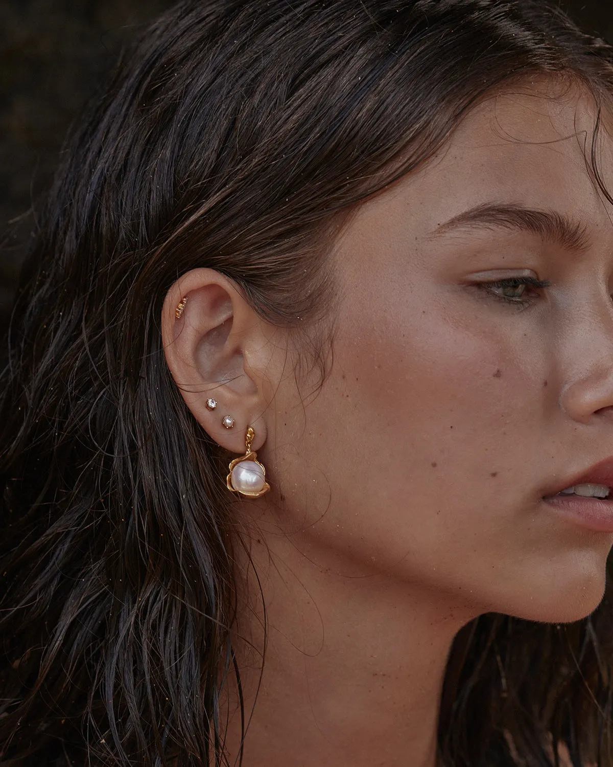 18k Gold Vermeil A Place to Dream Pearl Drop Earrings Bycharlotte