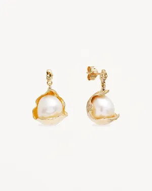 18k Gold Vermeil A Place to Dream Pearl Drop Earrings Bycharlotte