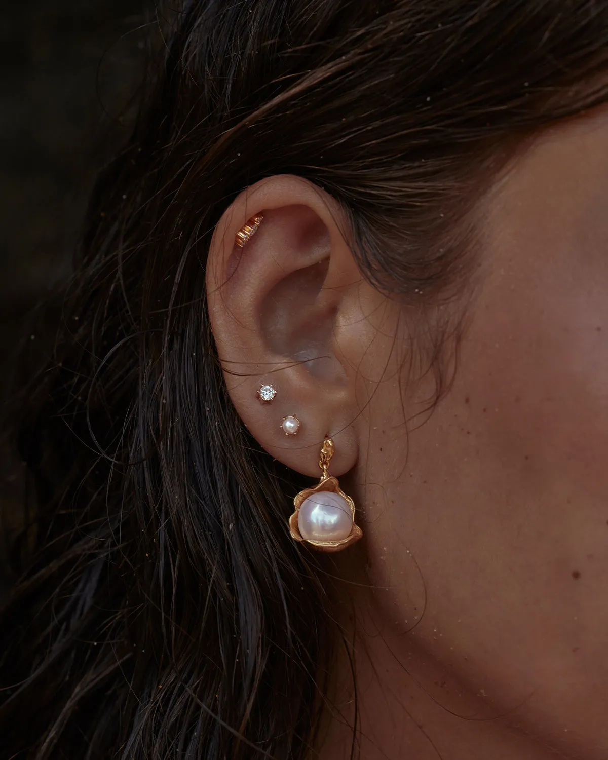 18k Gold Vermeil A Place to Dream Pearl Drop Earrings Bycharlotte