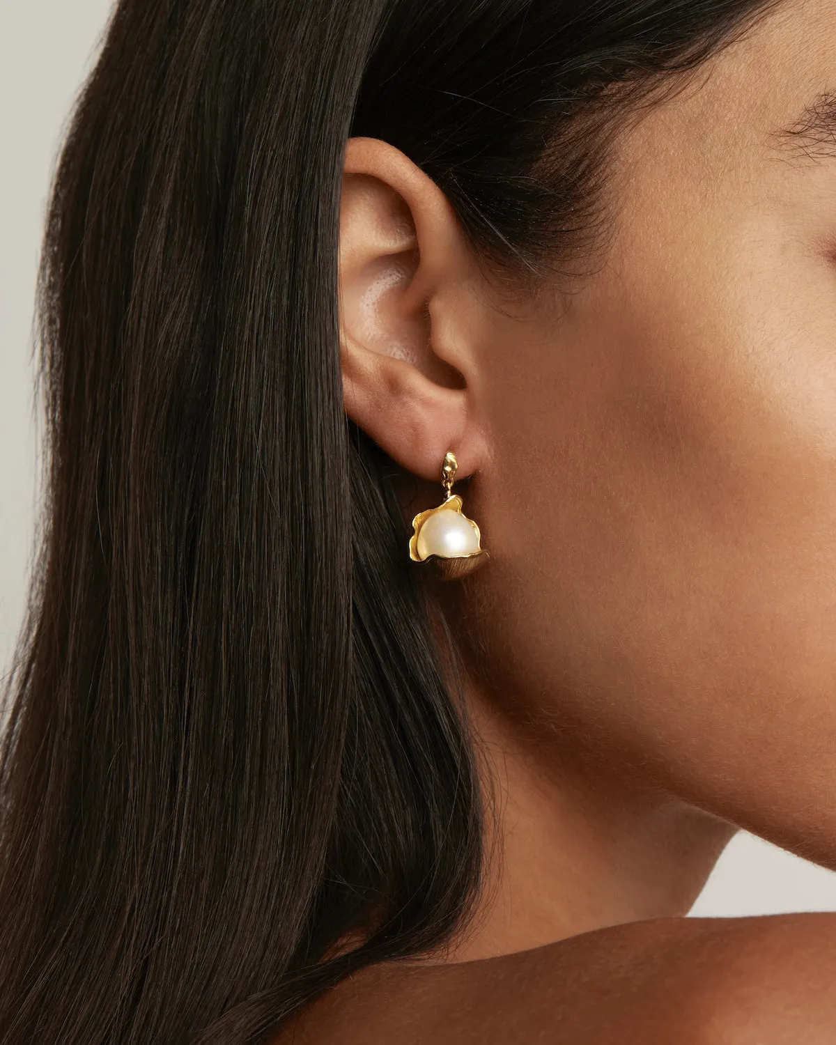 18k Gold Vermeil A Place to Dream Pearl Drop Earrings Bycharlotte