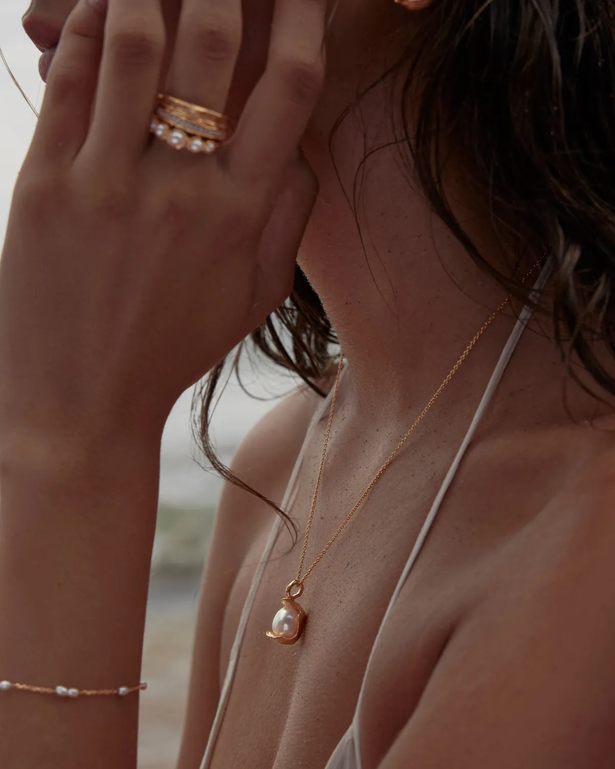 18k Gold Vermeil A Place to Dream Pearl Necklace Bycharlotte